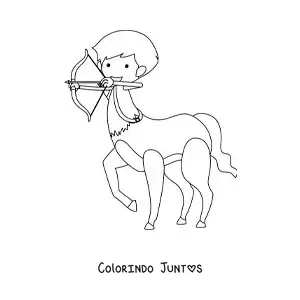 Desenho para colorir de centauro animado com arco e flecha