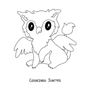 Desenho para colorir de grifo kawaii