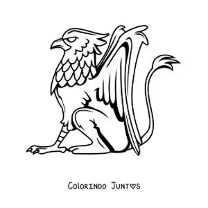 Desenho para colorir de grifo mitológico sentado