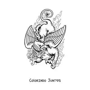 Desenho para colorir de grifo mitológico assustador
