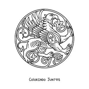 Desenho para colorir de símbolo com um grifo da mitologia