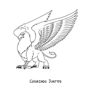 Desenho para colorir de grifo com as asas abertas