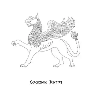 Desenho para colorir de um grifo alado