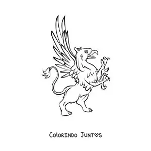 Desenho para colorir de um grifo em duas patas