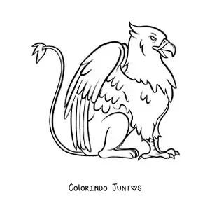 Desenho para colorir de um grifo sentado
