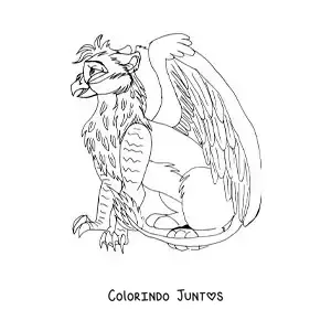 Desenho para colorir de grifo animado sentado