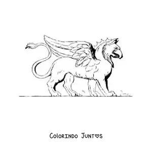 Desenho para colorir de grifo da mitologia grega caminhando