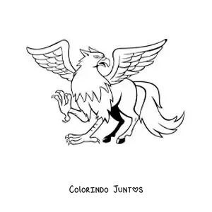 Desenho para colorir de grifo alado caminhando