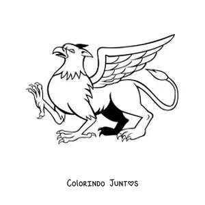 Desenho para colorir de grifo mitológico caminhando