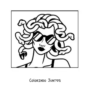 Desenho para colorir de Medusa a deusa com óculos de sol