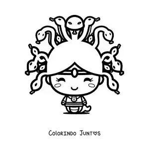 Desenho para colorir de Medusa da mitologia kawaii