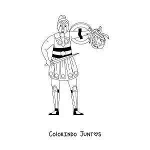 Desenho para colorir de Perseu com a cabeça de Medusa