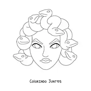 Desenho para colorir da cabeça de Medusa animada