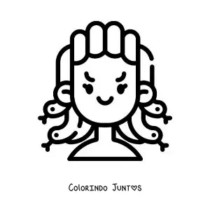Desenho para colorir de Medusa da mitologia kawaii fácil