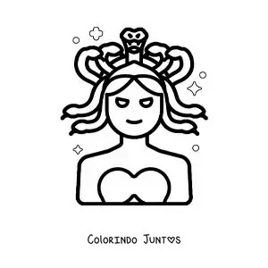 Desenho para colorir de Medusa da mitologia animada fácil