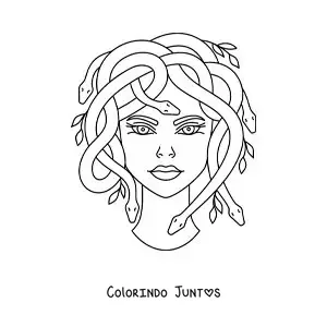 Desenho para colorir da cabeça de Medusa animada