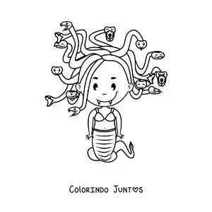 Desenho para colorir de górgona kawaii animada