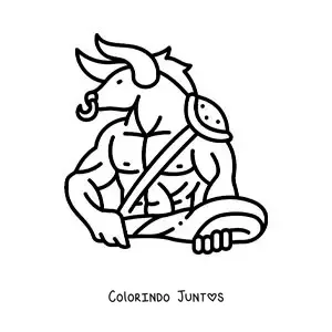 Desenho para colorir do Minotauro animado fácil