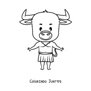 Desenho para colorir de Minotauro animado kawaii