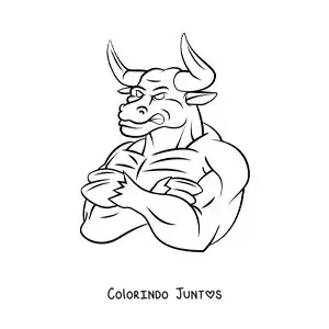 Desenho para colorir do Minotauro grego animado bravo