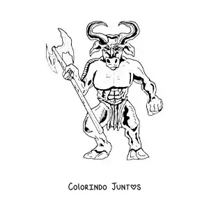 Desenho para colorir de Minotauro assustador