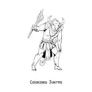 Desenho para colorir de Minotauro realista