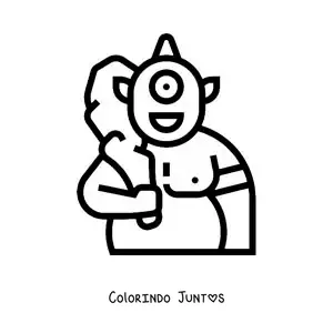 Desenho para colorir de ciclope da mitologia animado com um taco