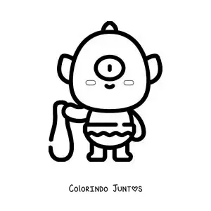 Desenho para colorir de ciclope da mitologia bebê animado kawaii