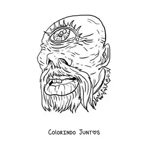 Desenho para colorir de rosto de um ciclope realista