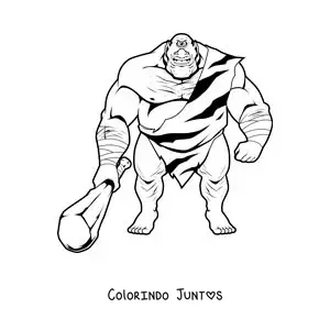Desenho para colorir de gigante de um olho só com um taco