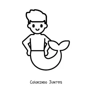 Desenho para colorir de um tritão fácil