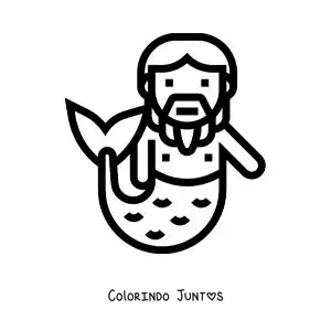 Desenho para colorir de tritão animado fácil