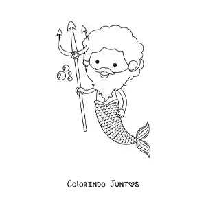 Desenho para colorir de Tritão o deus grego animado