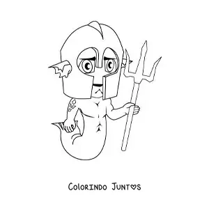 Desenho para colorir de tritão animado com um capacete