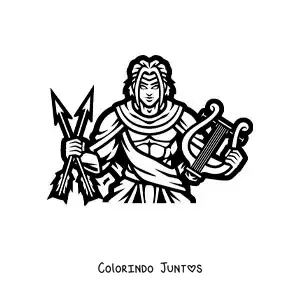 Desenho para colorir de Apolo com sua lira e flechas