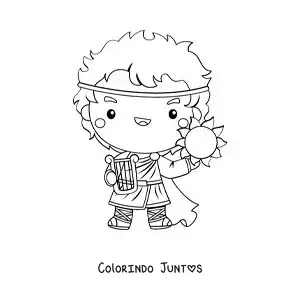 Desenho para colorir de Apolo o deus do sol kawaii animado