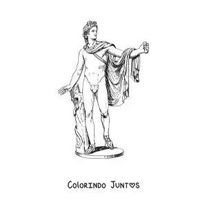 Desenho para colorir de estátua realista do deus Apolo