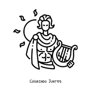 Desenho para colorir do deus Apolo e o sol