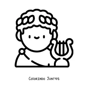 Desenho para colorir de Apolo o deus grego animado com uma lira