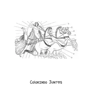 Desenho para colorir da carruagem dourada do deus Apolo
