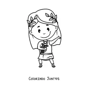Desenho para colorir do deus Apolo animado com sua lira