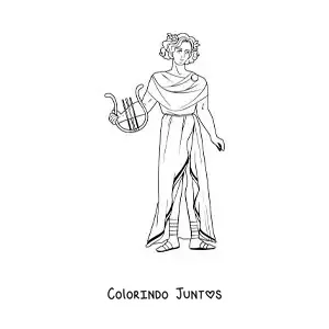 Desenho para colorir de Apolo o deus da mitologia grega com sua lira