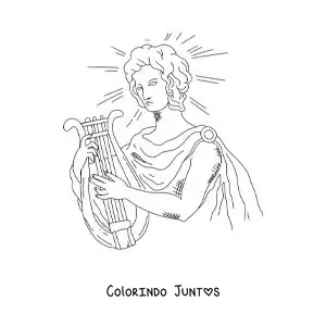 Desenho para colorir de Apolo o deus grego tocando sua música divina