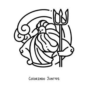 Desenho para colorir de Poseidon o deus do mar animado