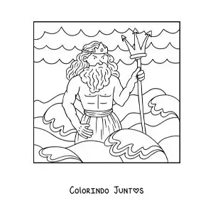 Desenho para colorir do deus Poseidon no mar animado