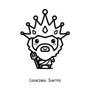 Desenho para colorir do deus Poseidon kawaii animado