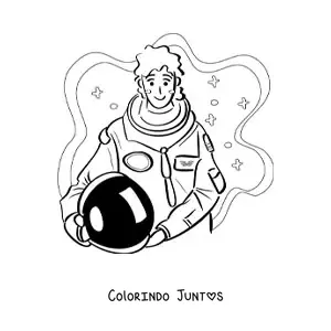 Desenho para colorir de uma mulher astronauta sem o capacete espacial