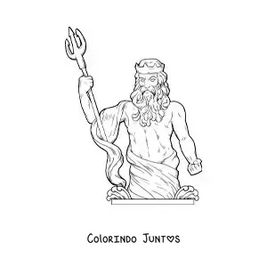 Desenho para colorir de Poseidon o deus do mar realista com seu tridente