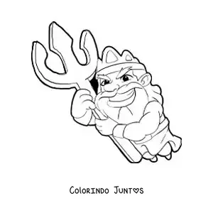Desenho para colorir de um desenho de Poseidon com seu tridente