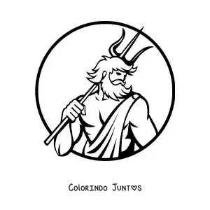 Desenho para colorir de Poseidon com seu tridente